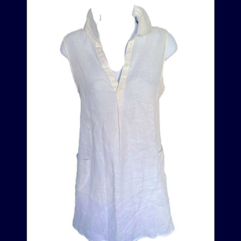 Sigrid Olsen Linen Tunic Top - M white